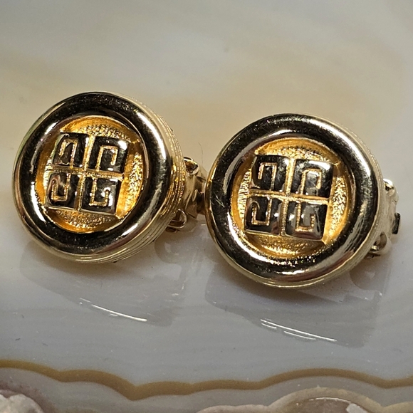 GIVENCHY Vintage Logo Clip On Earrings - Picture 1 of 9